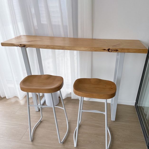 Contemporary Indoor Bar Dining Table Rectangle Wood Top Bar Table