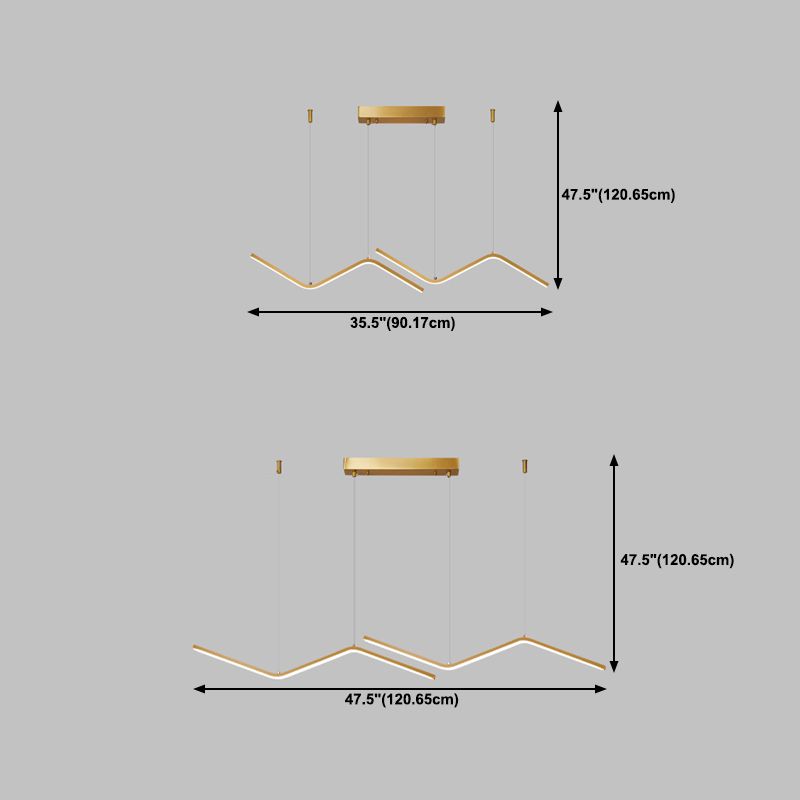 Colgante Nordic Brass Brass Island Light Gold Led Island LED para comedor