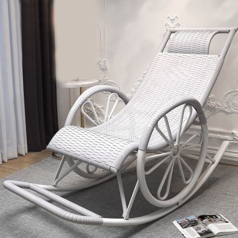 Contemporary Woven Rope Rocker Chair Wicker Rocking Chair for Home Decor