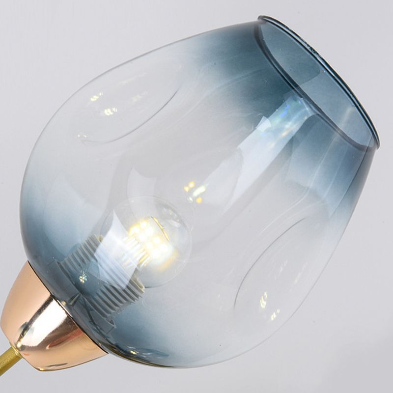 Nordic Bell Shape Ceiling Light Glass Shade Multi Light Flush Mount Light for Bedroom