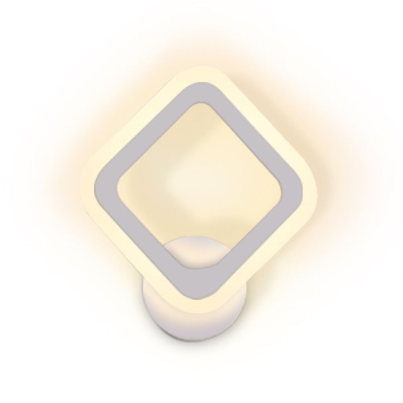 Square Shape Wall Lamp Modern Style Acrylic 1 Light Sconce in White