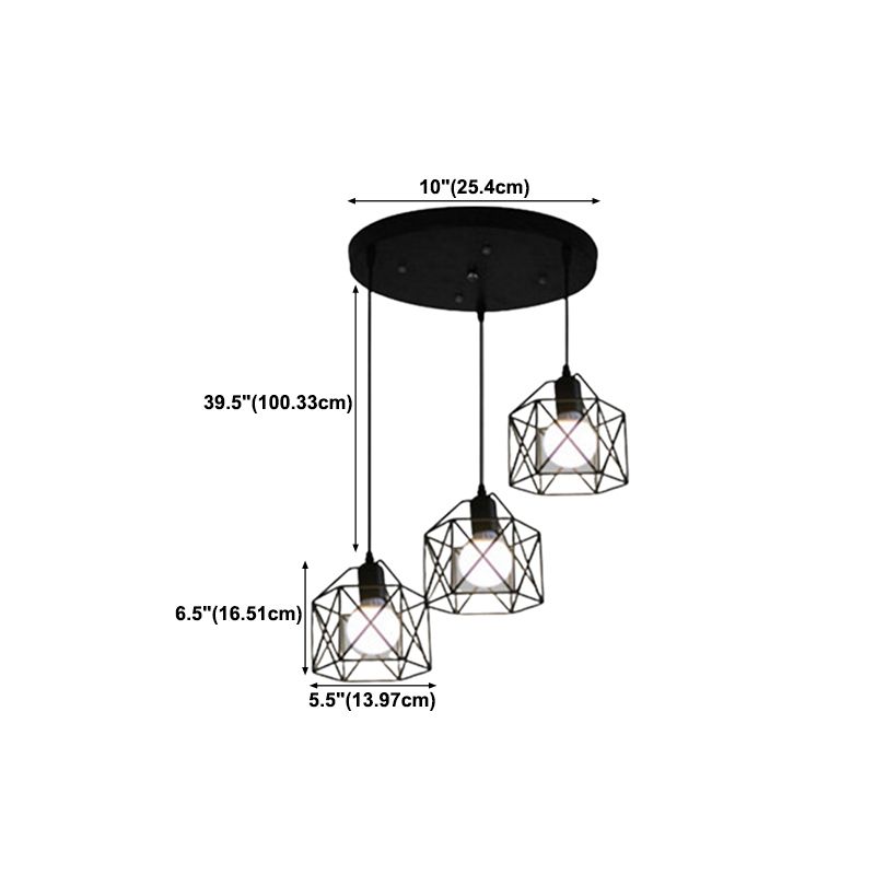 Geometric Shape Metal Island Pendant Industrial Style Island Lighting for Hallway