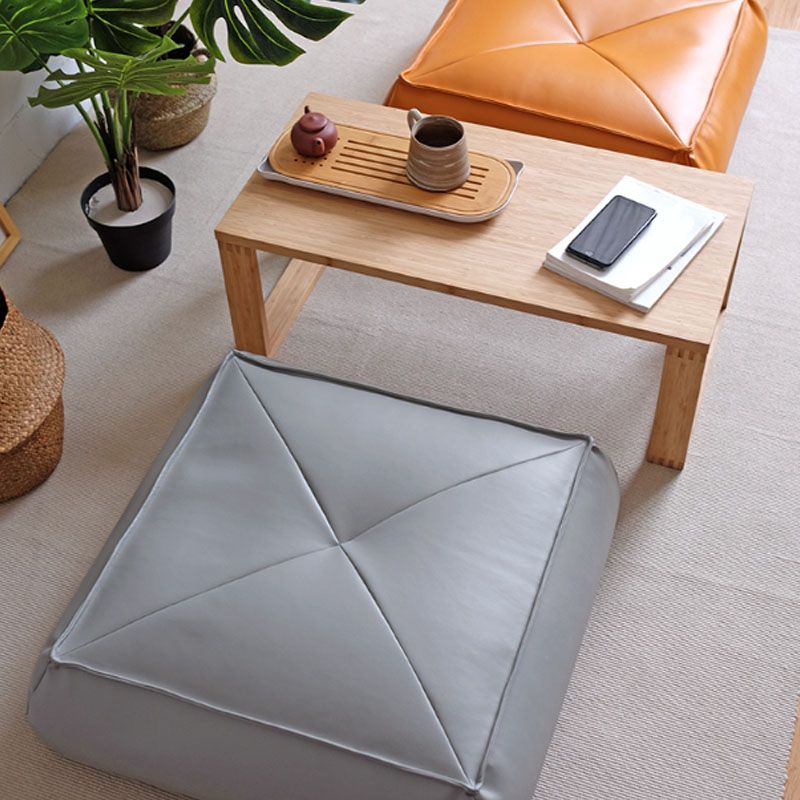 Modern Pouf Ottoman PU Leather Upholstered Solid Color Tear Resistant Square Ottoman