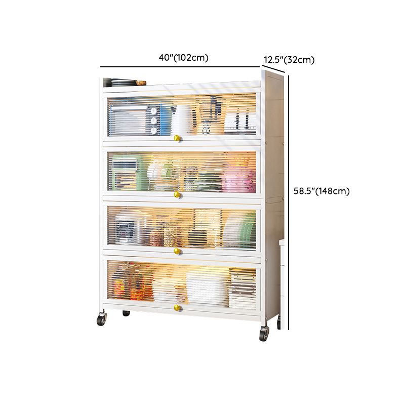 white Metallic Buffet Sideboard 12.6-inch wide Dining Server with wheels