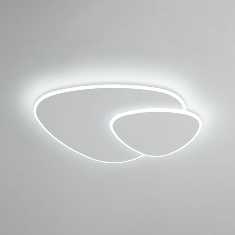 Plafonnier LED oblong blanc en fer forgé de style concis et moderne avec abat-jour en acrylique
