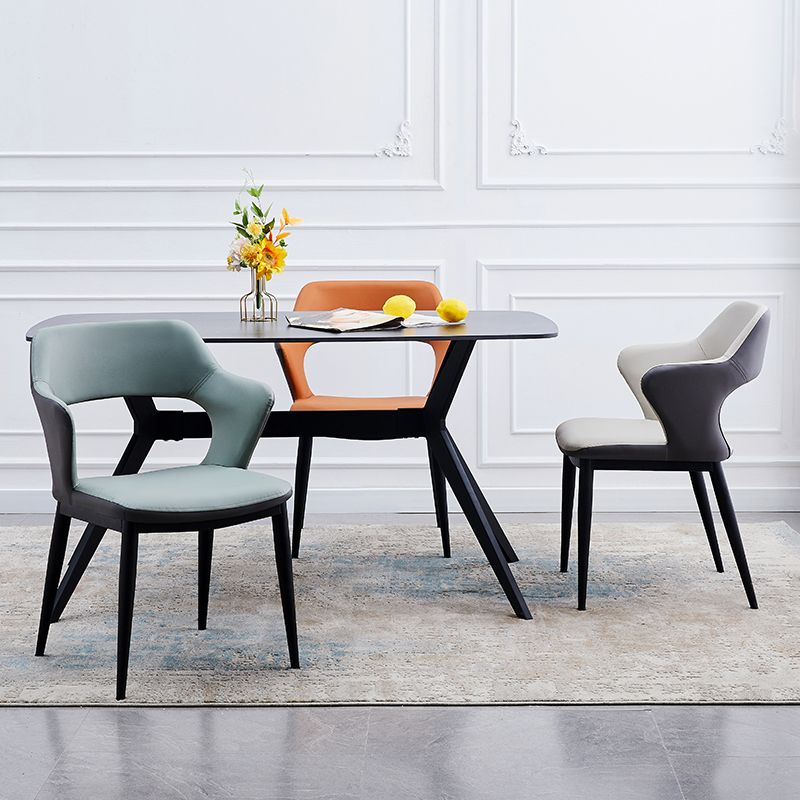 Dining Room Leather Dining Chair Contemporary Open Back Dining Arm Chair