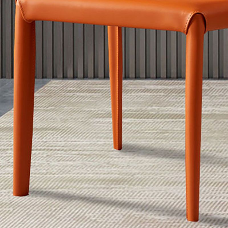 Modern Metal Dining Chair Leather Armless Dining Room Chair for Home Use