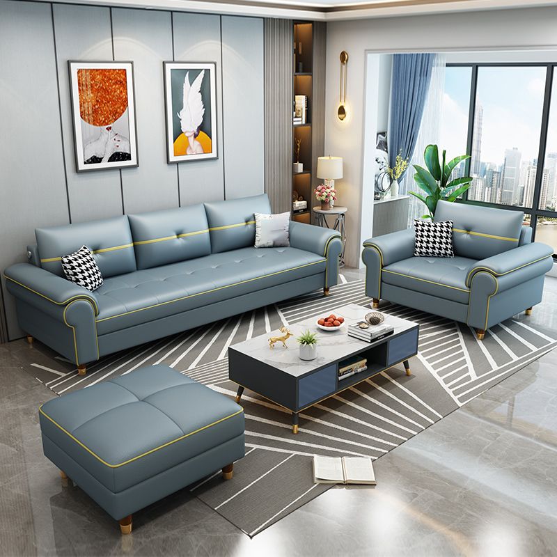 Faux Leather Modern Sofa 31.49"W Pillow Top Arm Sofa for Living Room