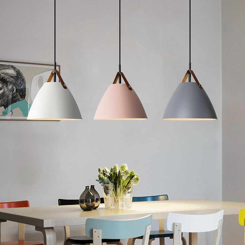 Nordic Macaron Style Hanging Lamp, Conical Shaped Shade Metal Hanging Lighting for Living Room