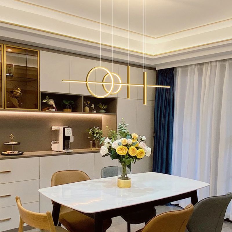 Linear Metal Island Lighting Fixture Simplicity Style LED Island Lamp for Dining Room