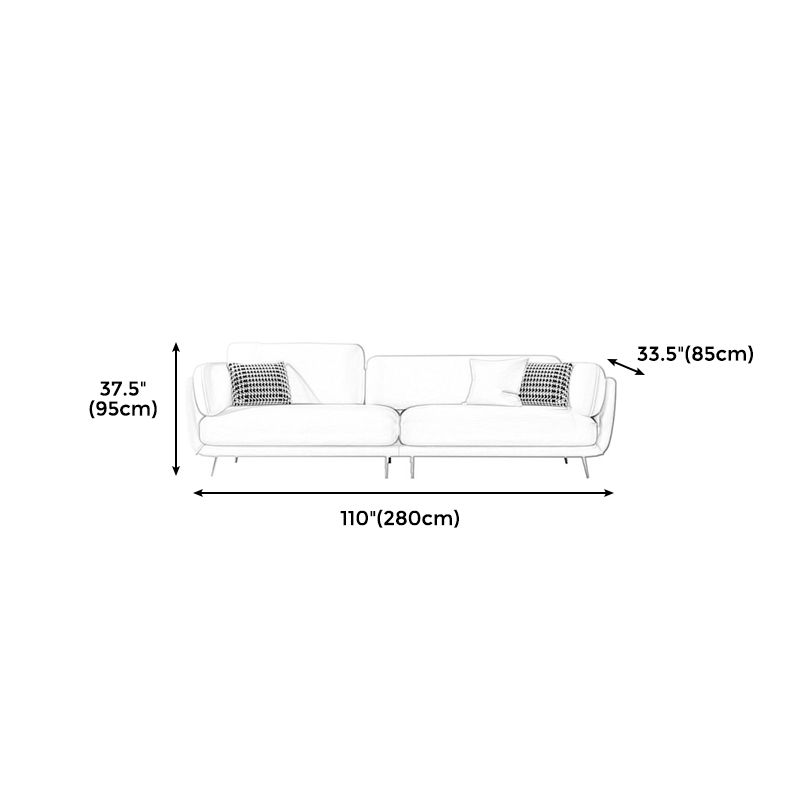 36" High Modern Velvet Square Arm Sofa with 2 Pillows Standard Sofa for Living Room