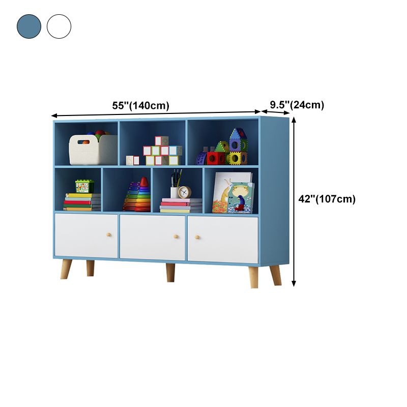 Wooden Shelf Bookcase Closed Back Bookshelf with Doors for Office