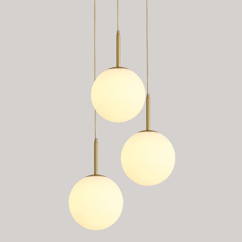 Spherical Dinning Room Pendant Ceiling Light Glass Nordic Pendant Light Kit in White
