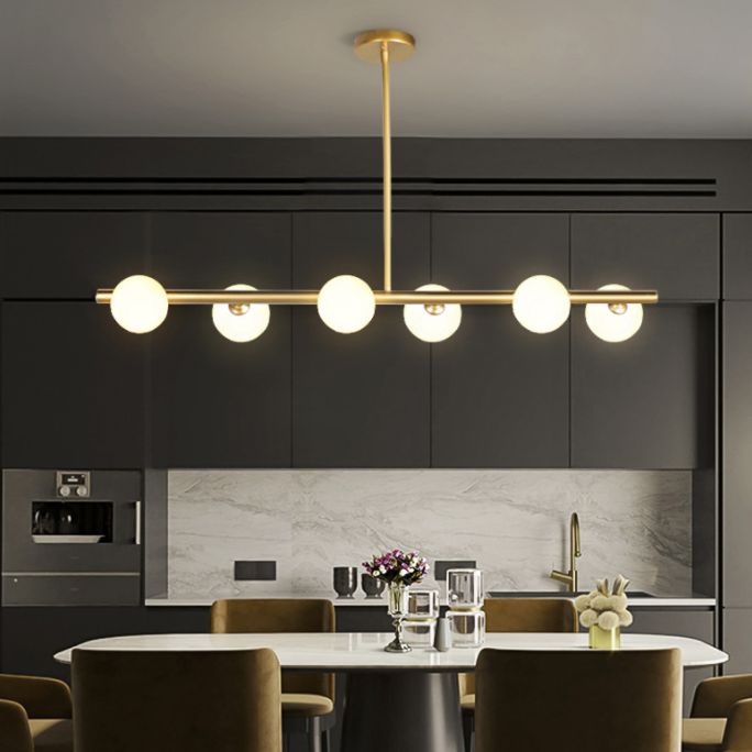 Round-Shaped Island Lighting Idea Nordic-Style Glass Chandelier Lighting Fixture