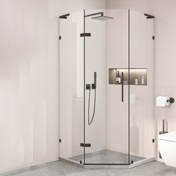 Black Semi Frameless Glass Shower Door Hinged Shower Bath Door
