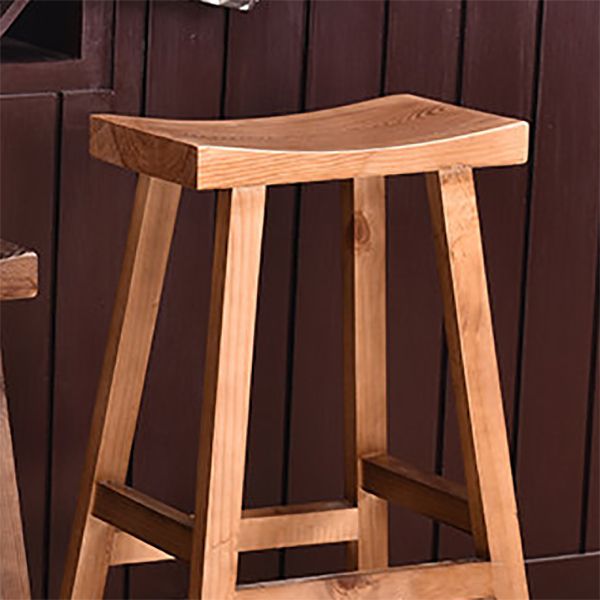 Industrial Backless Solid Wood Counter Stool Wooden Armless High Chair with 4 Legs