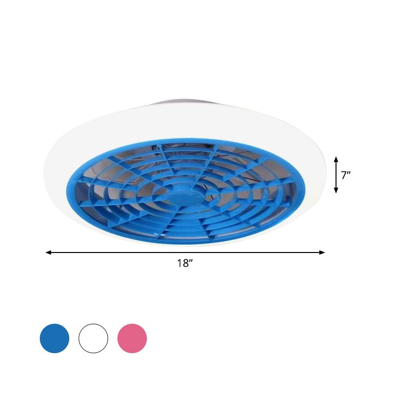White/Pink/Blue LED Hanging ventilador de ventilador acrílico Donut Donut Semi Flush Monte Lámpara para sala de estar, 18 "W
