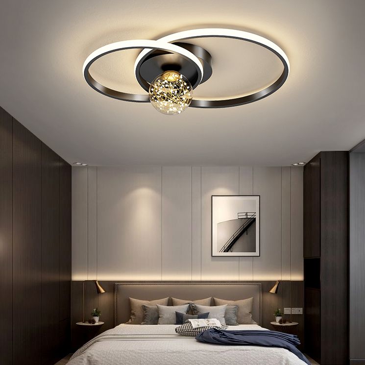 1-Light LED Metal Flush Mount Light Contemporary Slim Flush Ceiling Light for Bedroom