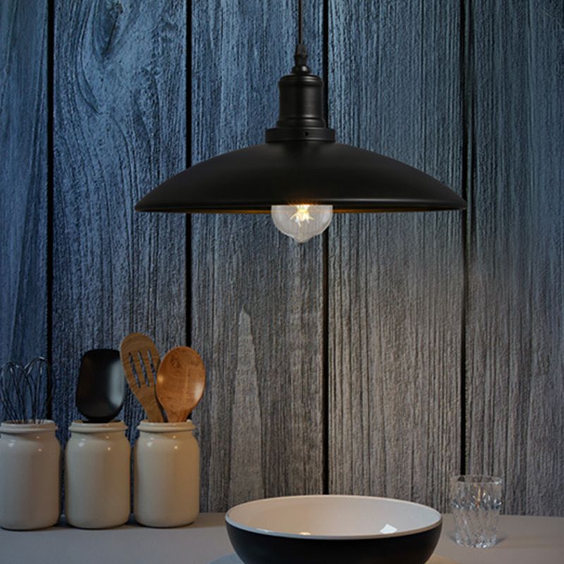 Lámpara colgante de cúpula de hierro de lámpara de colgante retro industrial con sombra de hierro