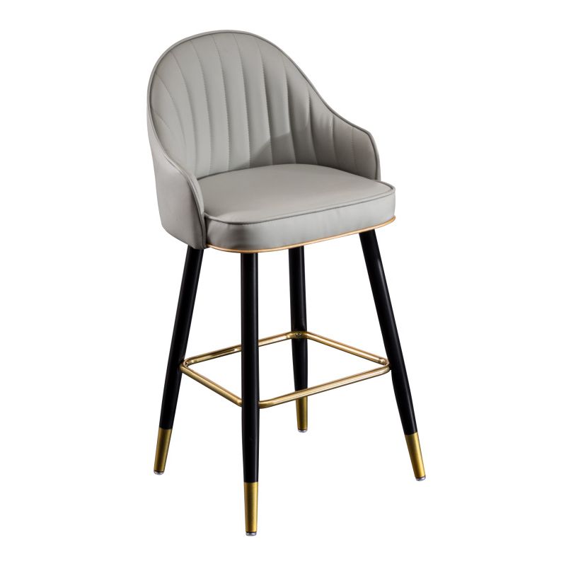 Scandinavian Armed Reception Stool Matte Finish Leather Barstool