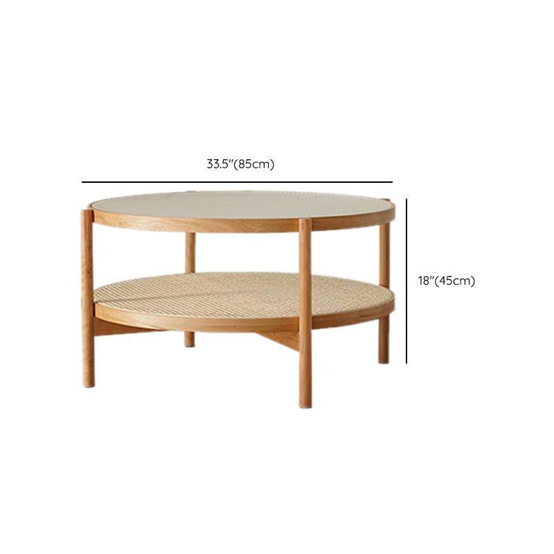 Tropical Cocktail Table Storage Round Glass Coffee Cocktail Table