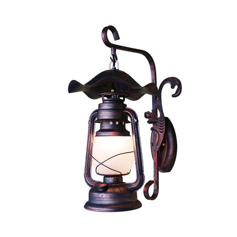 1 Bulb Opaline Glass Wall Mount Light Nautical Weathered Copper Kerosene Lamp Porch Wall Lighting