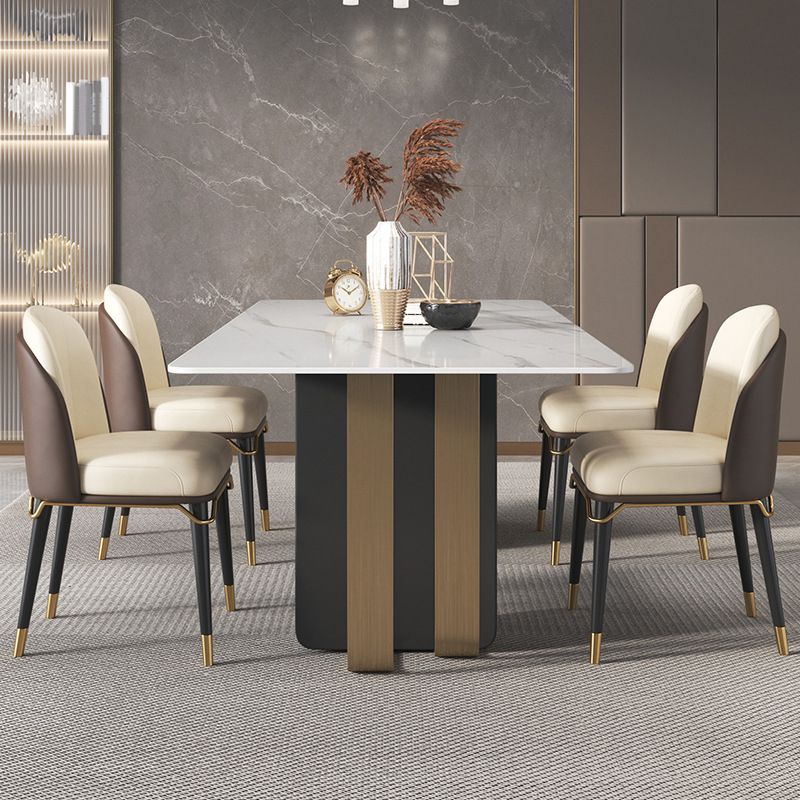 Glam Style Sintered Stone Dining Set Rectangle 1/4/5/6 Pieces Dining Set
