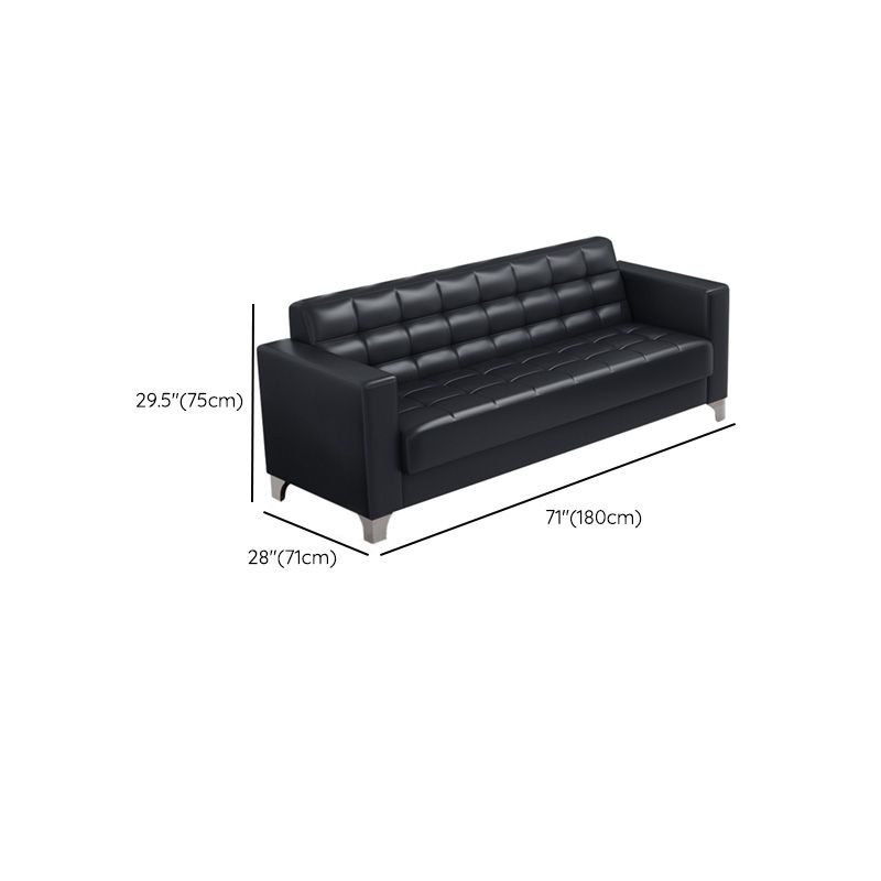 Square Arm Biscuit Back Sofa Industrial 1/3-seater Faux Leather Sofa
