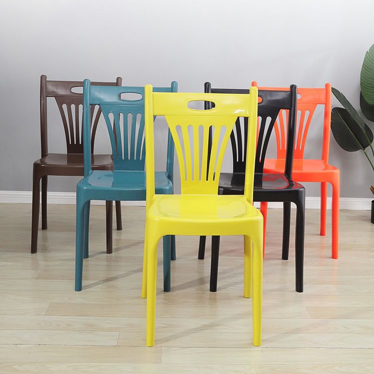 Silla de comedor de plástico de estilo moderno, silla lateral apilable sin brazos para cocina (juego de 4)