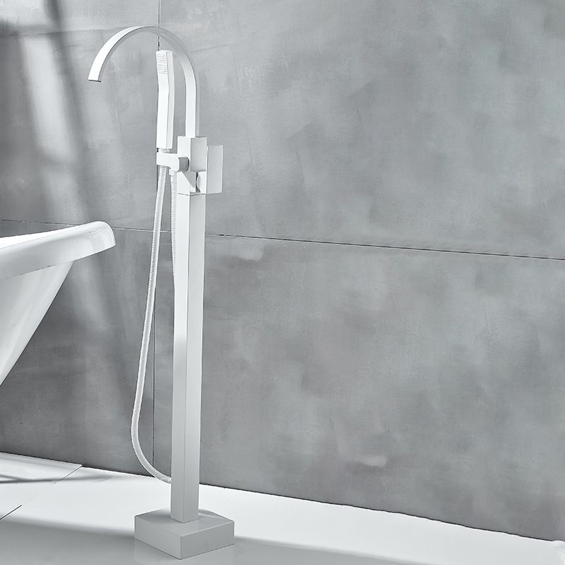 Modern Bathroom Faucet Pure Color High Arc Freestanding Tub Faucet