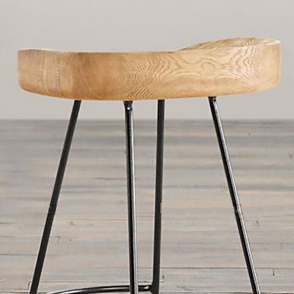 Modern Armless Backless Counter Stool Iron Bar Stool with Pedal
