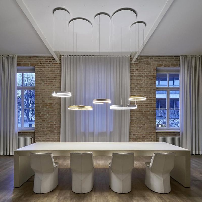 Linear Pendant Lighting Fixture Modern Style LED Hanging Chandelier for Sitting Room