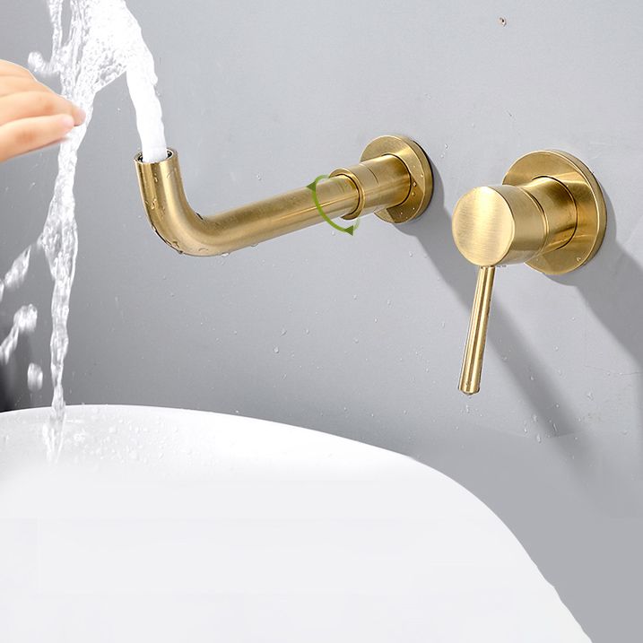 Wall Mounted Metal Tub Filler Low Arc Tubular Bathroom Faucet