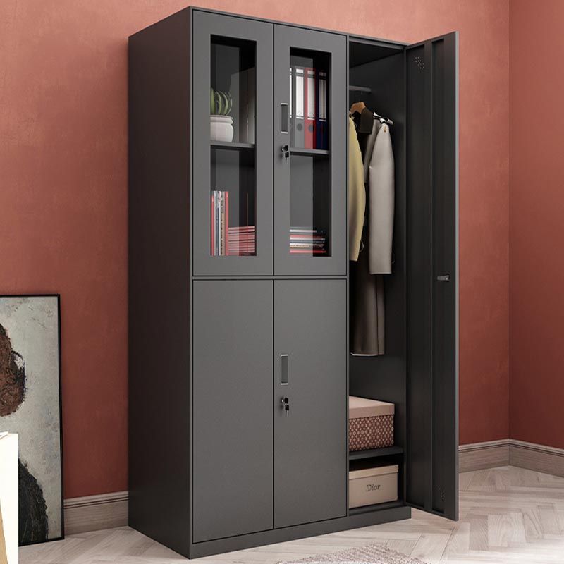Steel Black Storage Cabinet with Hinged Door Contemporary Indoor Cabinet