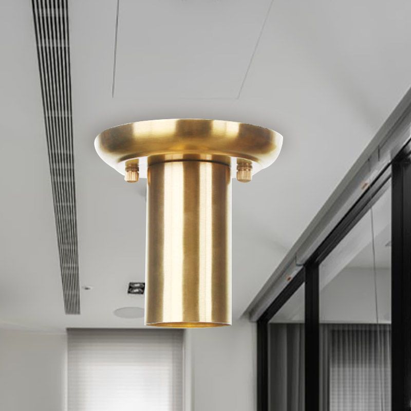 Metal Gold Finish Ceiling Flush Mount Tubular 1 Head Industrial Flushmount Lighting for Foyer