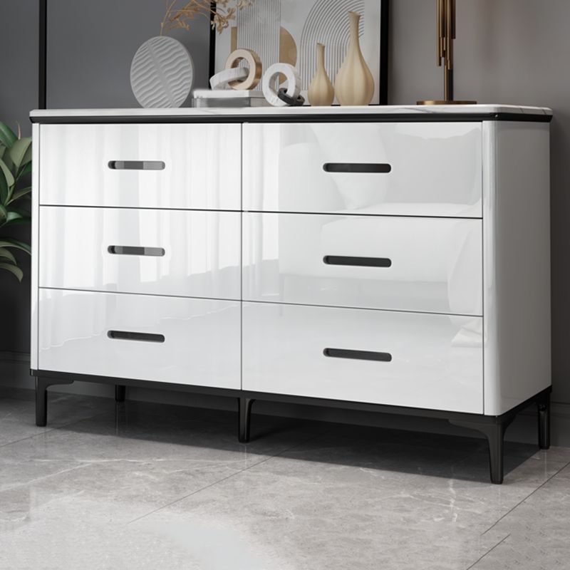 Glam Stone Storage Chest Bedroom White 16" Wide Chest with Drawers