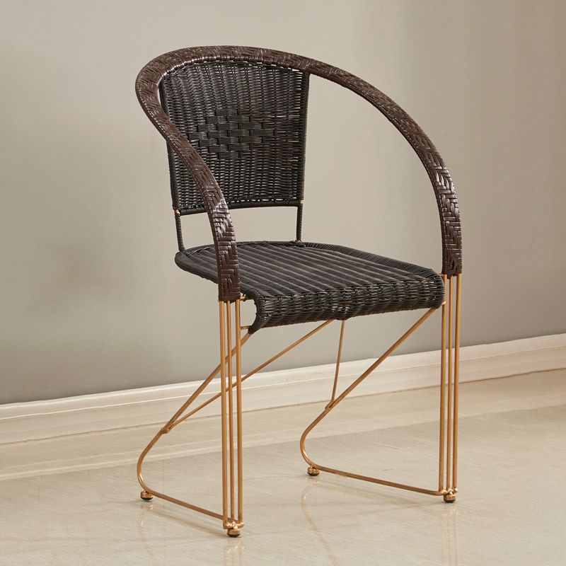 Mid-centuryl Modern Style Arms Included Woven Back Sled Accent Armchair