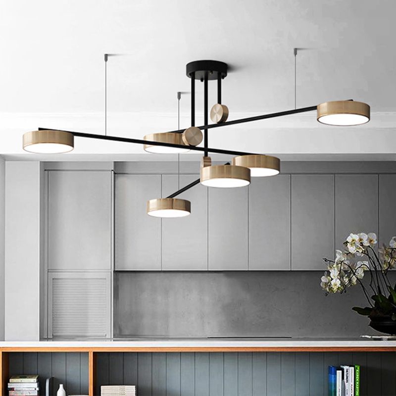 Gold Metall Pendelleuchte Licht aus der Mitte des Jahrhunderts modern