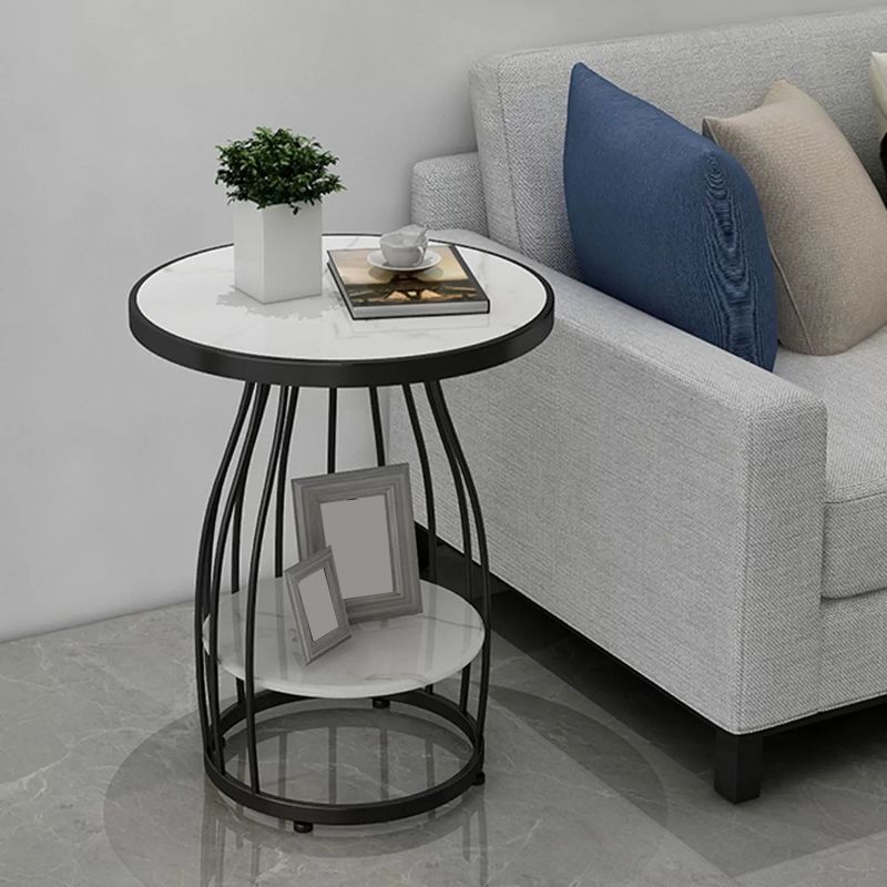 24.8 inch Tall Frame Metal Side Table with Shelf Glam Side End Table