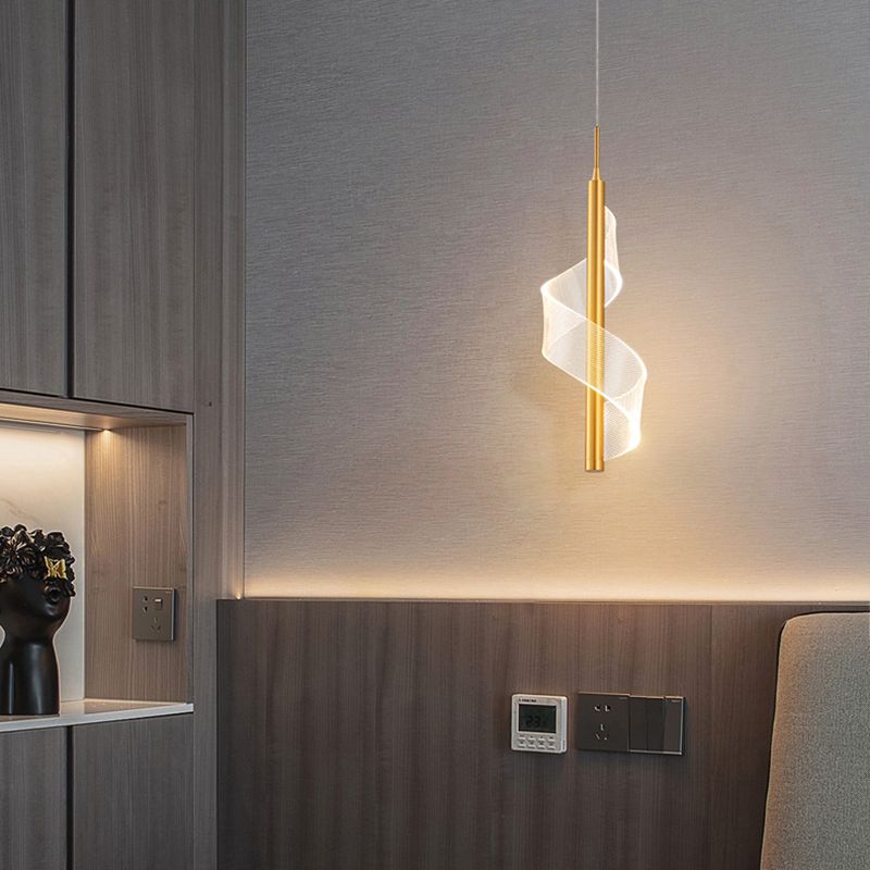 Eenvoud Spiraal hanglamp Acryl Bedide Led Hangly Light armatuur in goud
