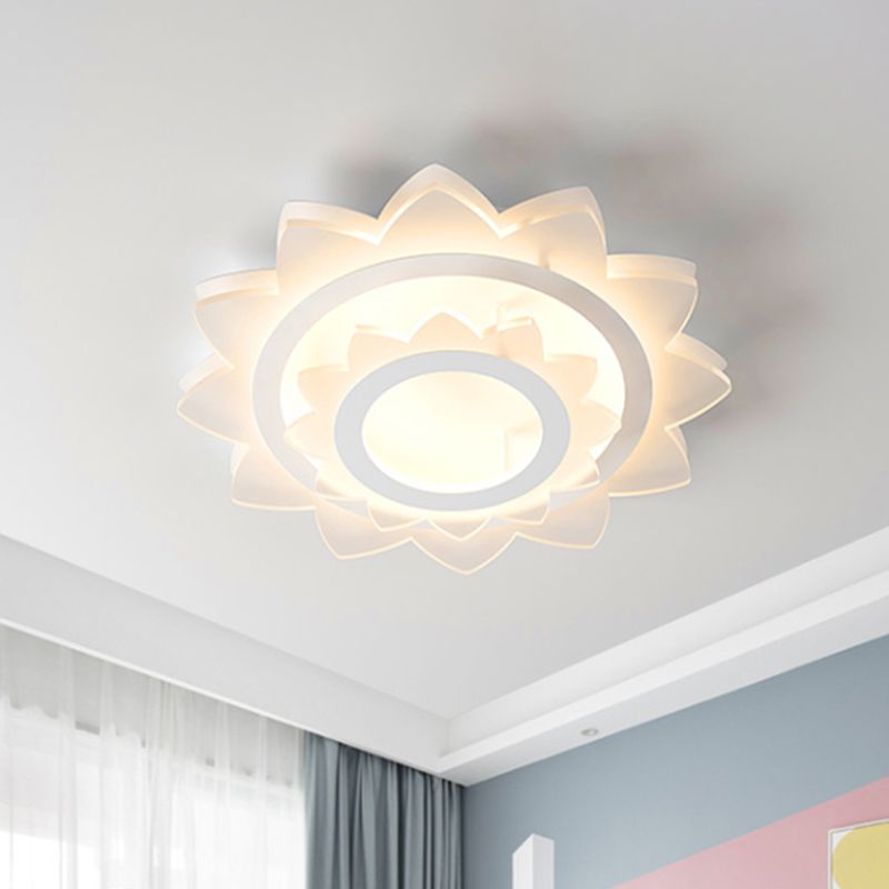 Sun Flower Flush Light Fixture Simplicity Acrylic LED White Flush Mount in Warm/White Light