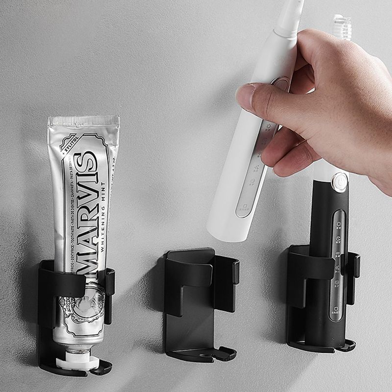 Modern Black/White 4-Piece Bathroom Accessory Set, Toothbrush Holder