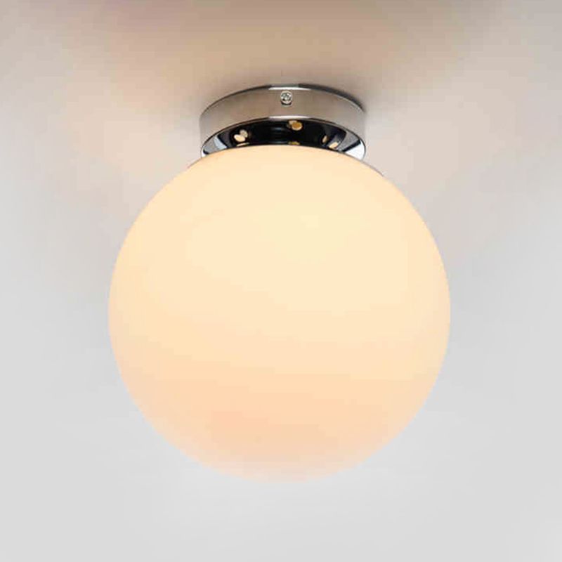 Plafonnier encastré pour allée sphérique, luminaire moderne en verre blanc