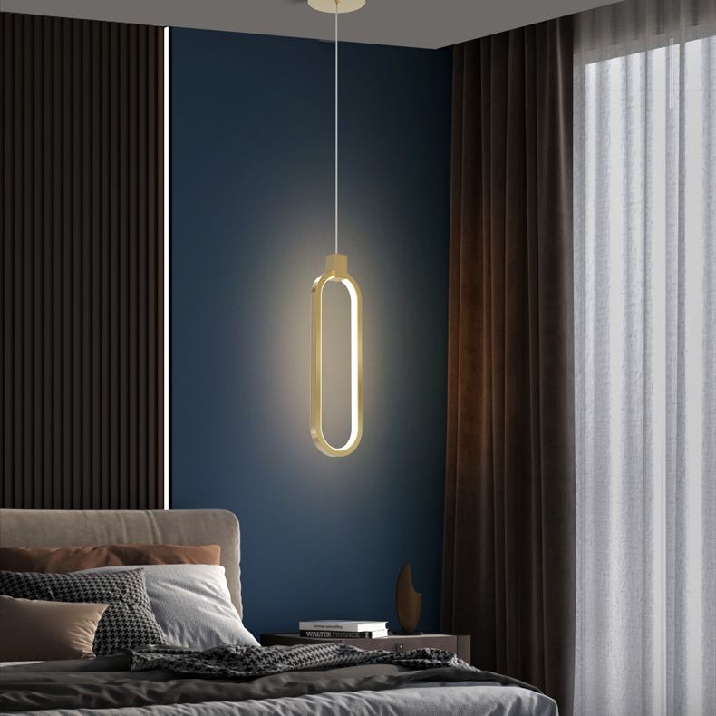 Camera da letto geometrica a sospensione a sospensione Luce in metallo LED minimalista Afferma del soffitto in oro