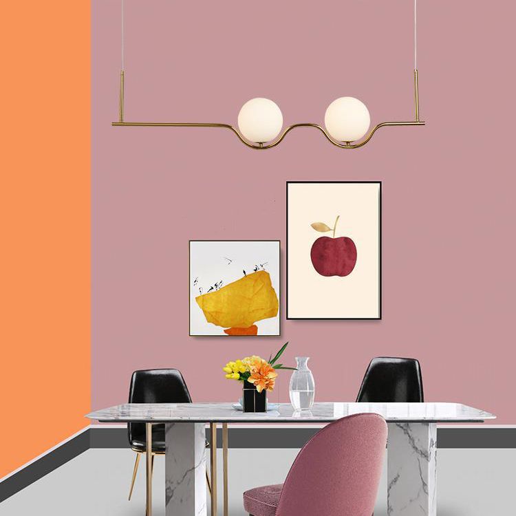 2-Light Golden Ceiling Light Contemporary Kitchen Island Lighting for Foyer