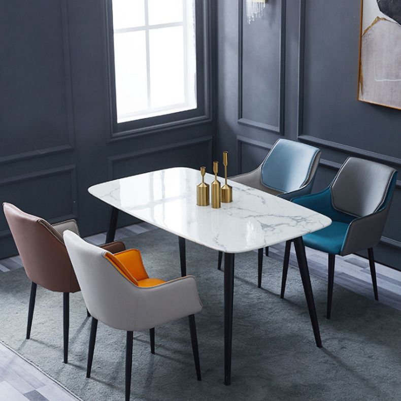 Chaise de salle à manger tapissée en métal à dossier solide, fauteuil contemporain d'intérieur