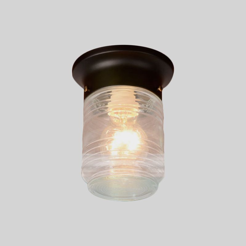 Plafonnier cylindrique moderne en verre soufflé à la main, 1 lumière, blanc/noir, plafonnier encastré