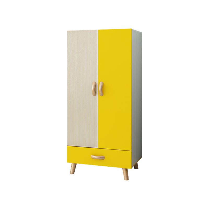 Modern Hinged Door Wardrobe for Bedroom Matte Finish Cabinet with Wood Legs