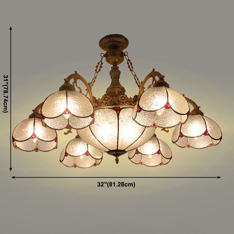 Lampada sospensione a soffitto a forma di ciotola Tiffany color art vetro bronzo lampadario