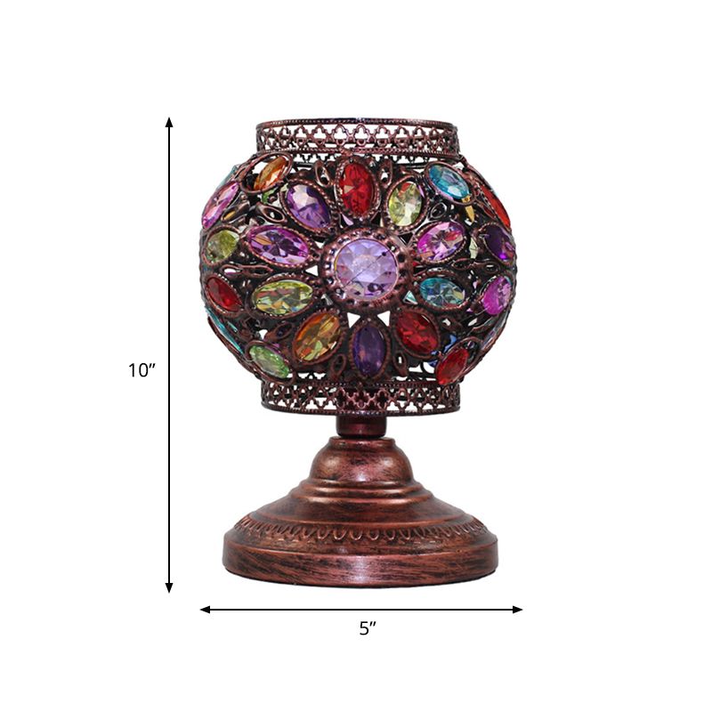 1 Éclairage de table de nuit à bulbe Rectangle bohème / lampe de nuit en métal globe en rouge / jaune / violet pour la chambre